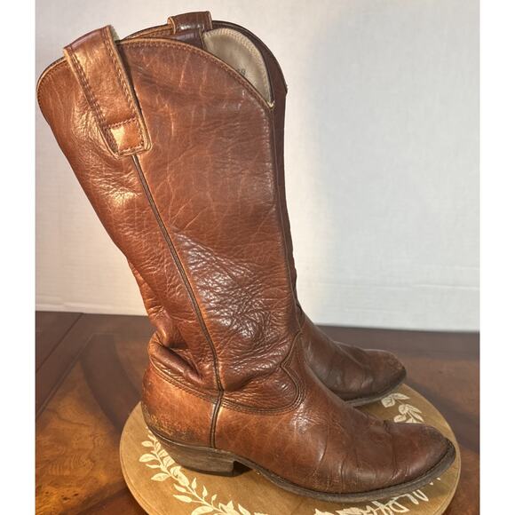 Full Leather Stewart Boot Co Rustic Brown Men’s 9EE Cowboy Ranch Hand Made Boot - Picture 9 of 16